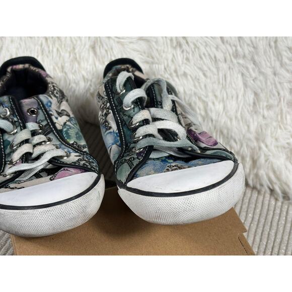 Coach Barrett Shoes Womens Size 8.5 Butterfly Print Leather Canvas Sneakers - Picture 5 of 10